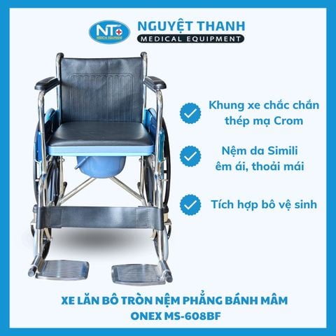 Xe Lăn Bô Tròn, Bô Tròn Nệm Phẳng Bánh Mâm One-X MS-608BF