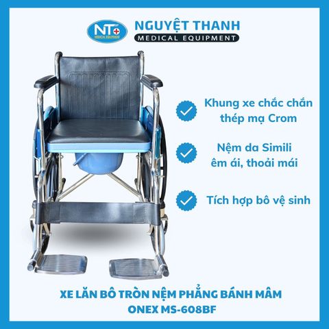 Xe Lăn Bô Tròn, Bô Tròn Nệm Phẳng Bánh Mâm One-X MS-608BF