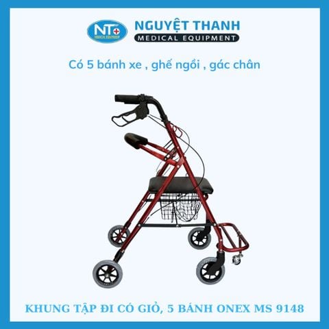 Khung Tập Đi Có Giỏ, 5 Bánh ONE-X MS-9148