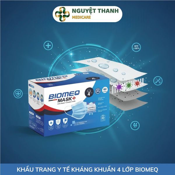 Khẩu Trang Y Tế Kháng Khuẩn 4 Lớp BIOMEQ MASK+ (Hộp 50 Cái)