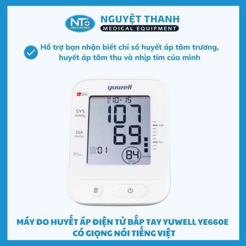 Máy Đo Huyết Áp Giọng Nói Tiếng Việt Yuwell YE660E