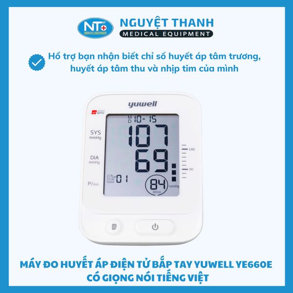Máy Đo Huyết Áp Giọng Nói Tiếng Việt Yuwell YE660E