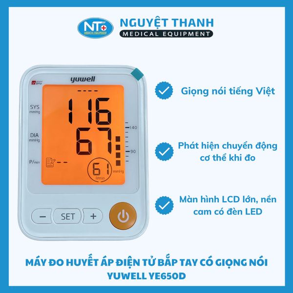 Máy Đo Huyết Áp Điện Tử Bắp Tay Yuwell YE650D