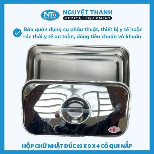 Hộp Chữ Nhật Đúc Inox Nắp Rời Có Quai