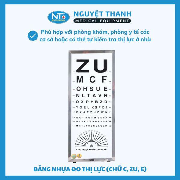 Bảng Nhựa Đo Thị Lực TNE (Chữ C, Chữ ZU)