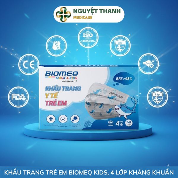 Khẩu Trang Y Tế Biomeq Mask+ Kid 4 Lớp Kháng Khuẩn Cho Bé