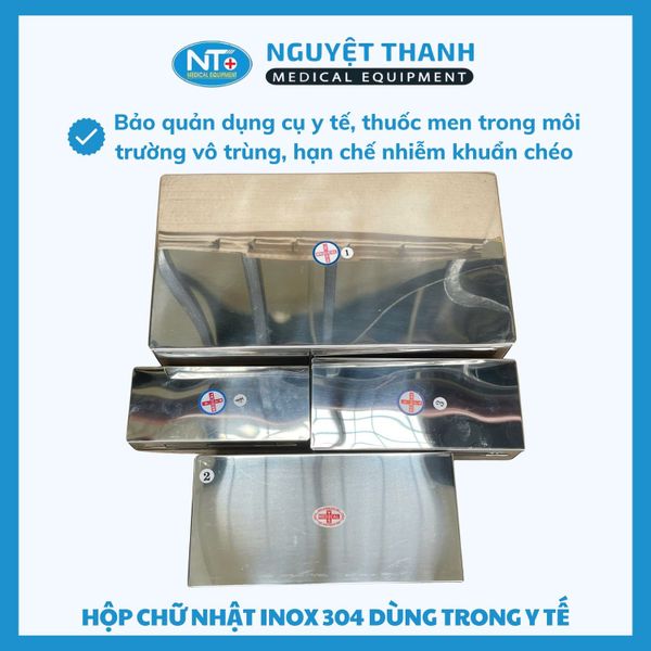 Hộp Chữ Nhật Inox Nắp Liền Y Tế