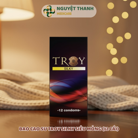 Bao Cao Su Troy Silky Siêu Mỏng Ôm Sát Tăng Cảm Giác (Hộp 12 Cái)