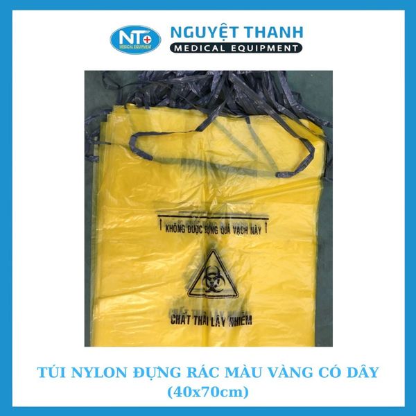 Túi Nylon đựng rác màu vàng có dây (40x70cm)