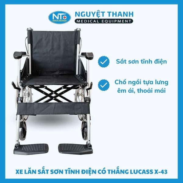Xe Lăn Sắt Sơn Có Thắng Lucass X-43