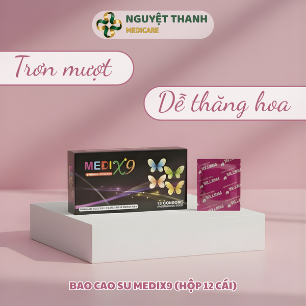 Bao Cao Su MEDIX9 1 Hộp 12 Cái Siêu Mỏng Công Nghệ Malaysia Chính Hãng