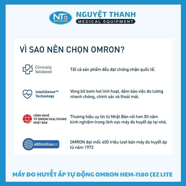 Máy đo huyết áp tự động Omron HEM-7180 (EZ Lite)