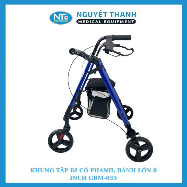 Khung tập đi có phanh, bánh lớn 8
