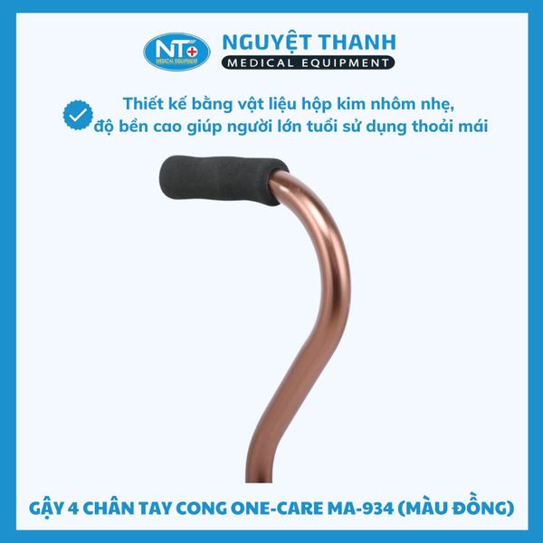 Gậy 4 Chân Tay Cong One-Care MA-934 (Màu Đồng)