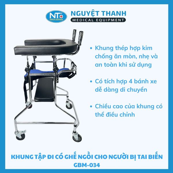 Khung tập đi có ghế ngồi cho người bị tai biến GBM-034