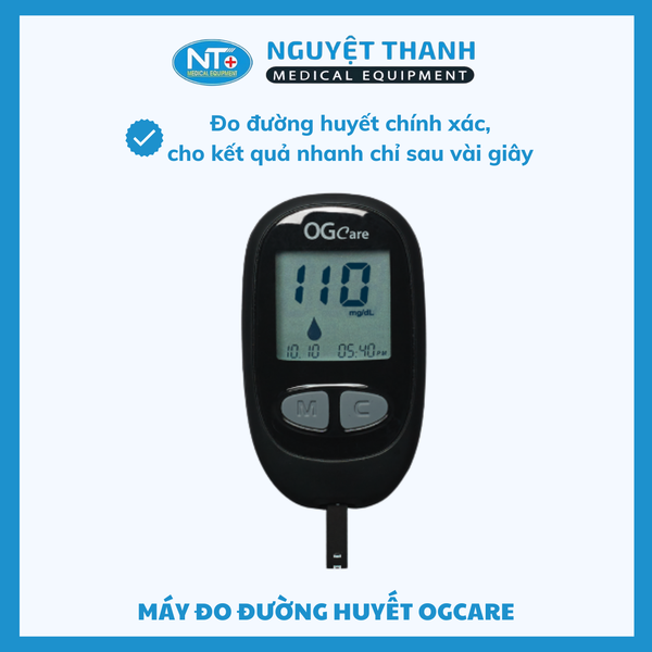 Máy Đo Đường Huyết OGCare Chính Hãng Italia, Tự Động Nhận Mã Que