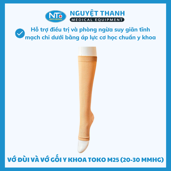 Vớ Đùi Và Vớ Gối Y Khoa Toko M25 (20-30 mmHg) - Hỗ Trợ Điều Trị Suy Giãn Tĩnh Mạch Nhật Bản - 1 Đôi/ Hộp