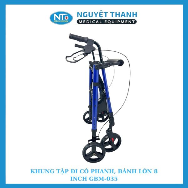 Khung tập đi có phanh, bánh lớn 8