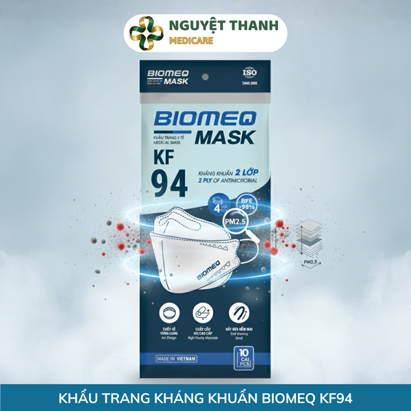Khẩu Trang KF94 BIOMEQ MASK+ Túi 10 Cái Lọc Bụi Mịn, Kháng Khuẩn 2 Lớp