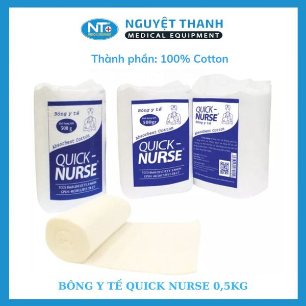 Bông Y Tế Quick Nurse 1kg - 100% Cotton Tinh Khiết Giá Tốt