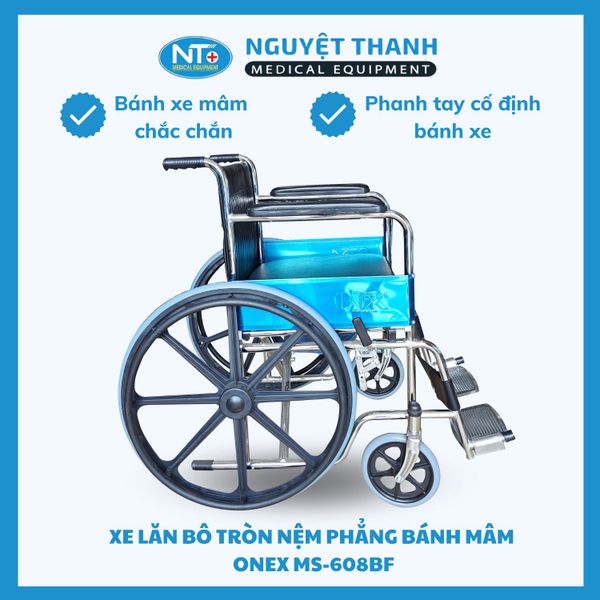 Xe Lăn Bô Tròn, Bô Tròn Nệm Phẳng Bánh Mâm One-X MS-608BF