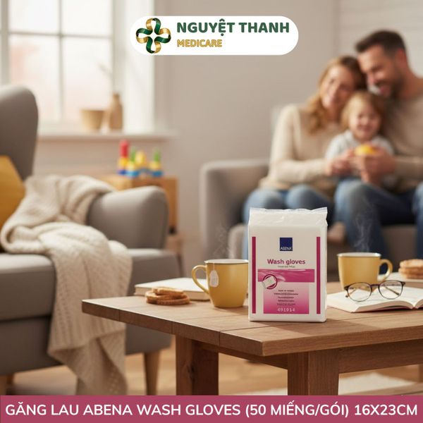 Găng Lau Vệ Sinh Khô Abena Wash Gloves 50 Miếng Chính Hãng