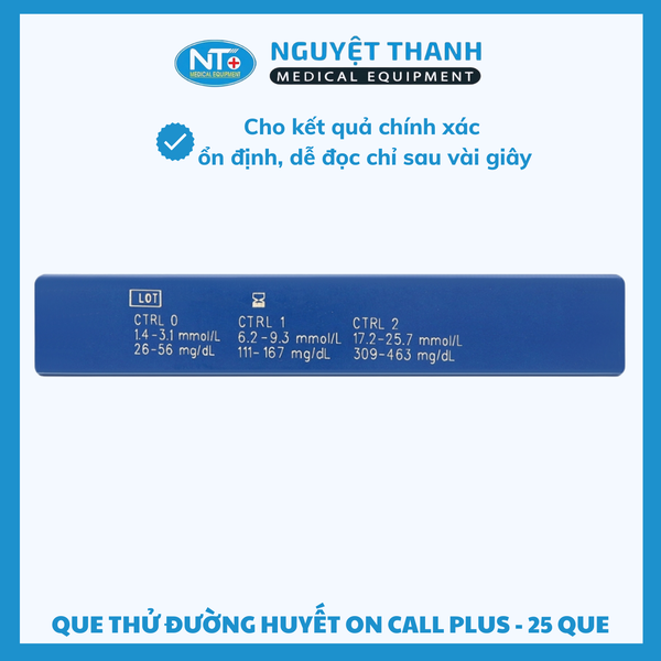 Que Thử Đường Huyết Acon On Call Plus, 25 Que/ Hộp
