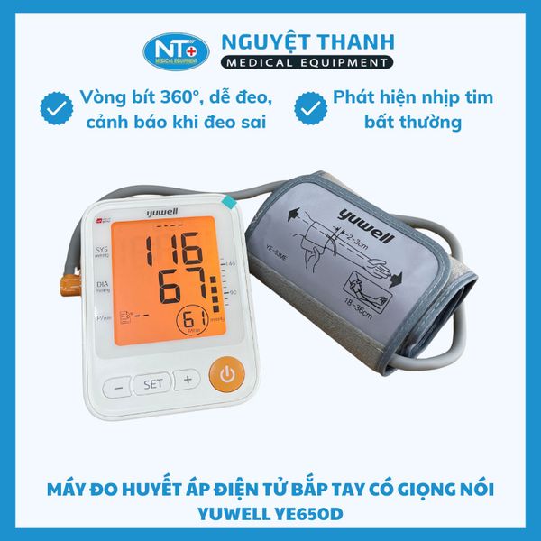 Máy Đo Huyết Áp Điện Tử Bắp Tay Yuwell YE650D
