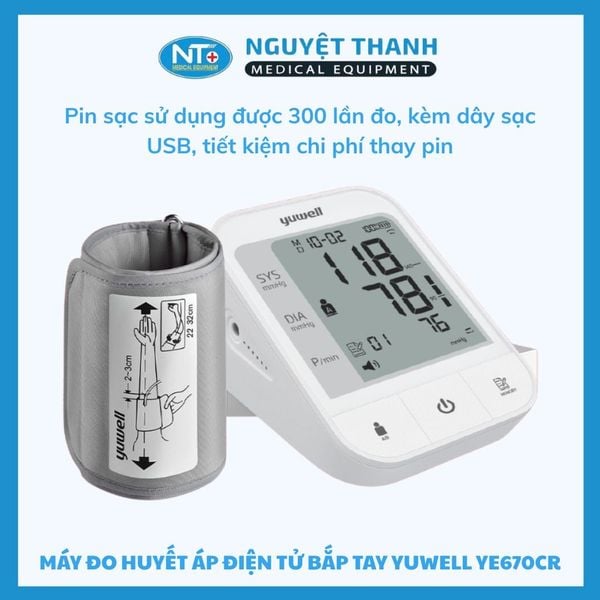 Máy Đo Huyết Áp Giọng Nói Pin Sạc YE670CR