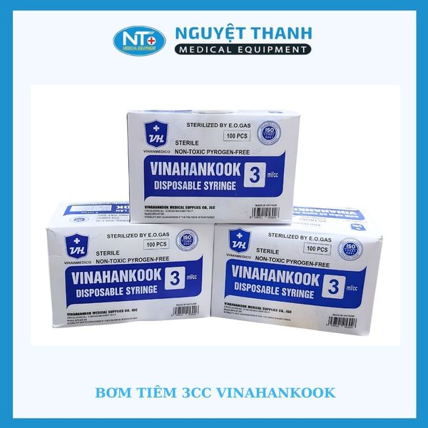 1 HỘP (100 ỐNG) Bơm tiêm Vinahankook 3ml - 5/8
