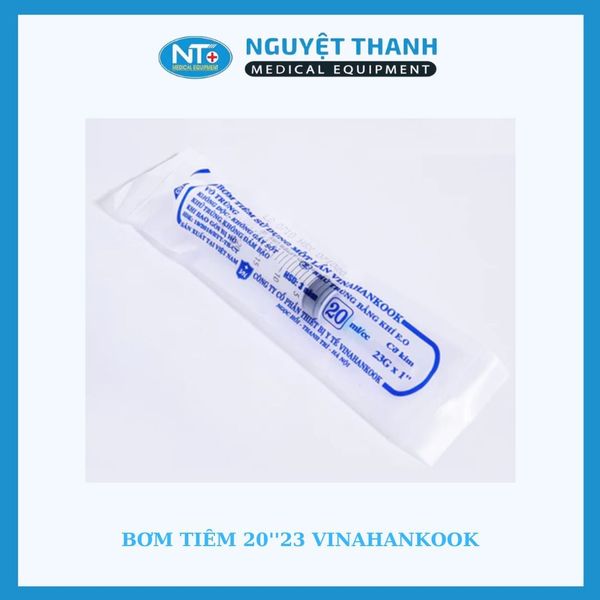 1 HỘP (50 ỐNG) Bơm tiêm 20cc 23Gx1'' Vinahankook, tiệt trùng bằng khí E.O