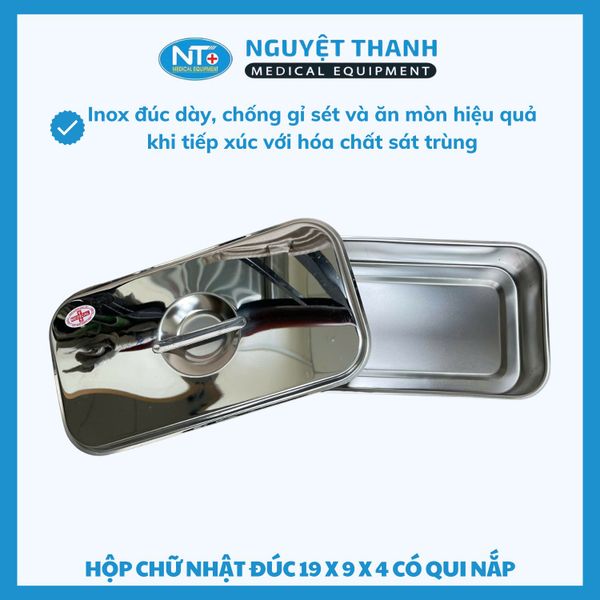 Hộp Chữ Nhật Đúc Inox Nắp Rời Có Quai