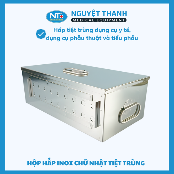 Hộp Hấp Dụng Cụ Y Tế Inox Chữ Nhật