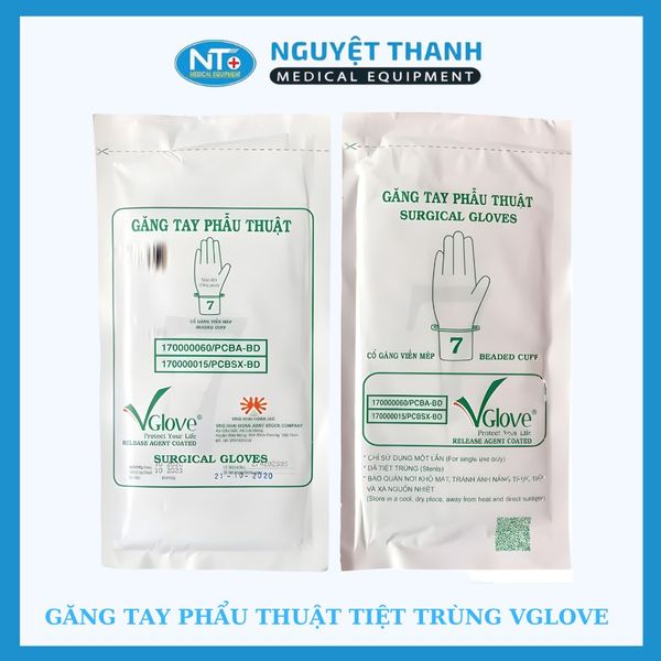 Găng tay phẫu thuật tiệt trùng Vglove 7.5 (Đôi)