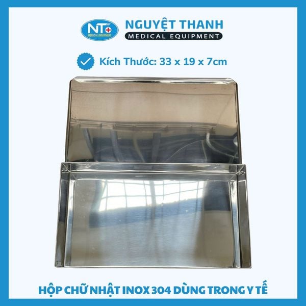 Hộp Chữ Nhật Inox Nắp Liền Y Tế
