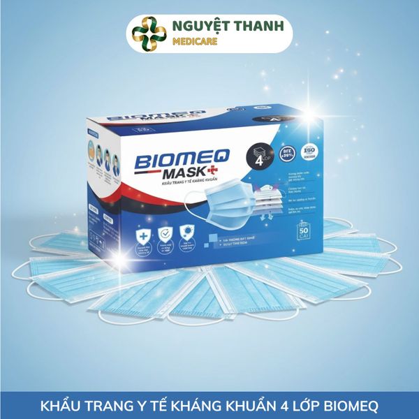 Khẩu Trang Y Tế Kháng Khuẩn 4 Lớp BIOMEQ MASK+ (Hộp 50 Cái)
