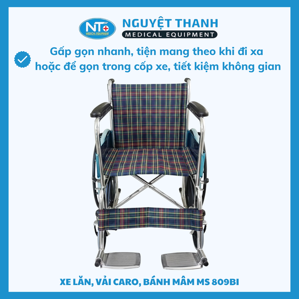 Xe Lăn Vải Caro Bánh Mâm One-X MS-809BI