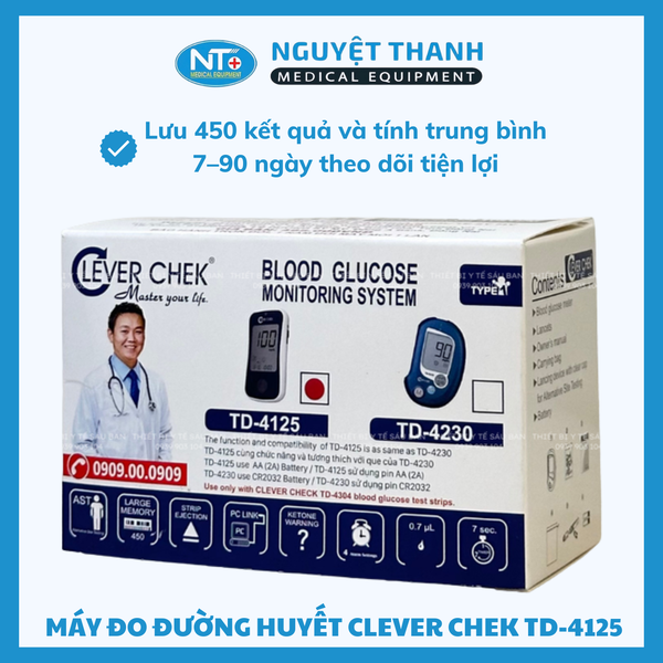 Máy Đo Đường Huyết Clever Chek TD-4125 Chính Hãng, Công Nghệ Đức