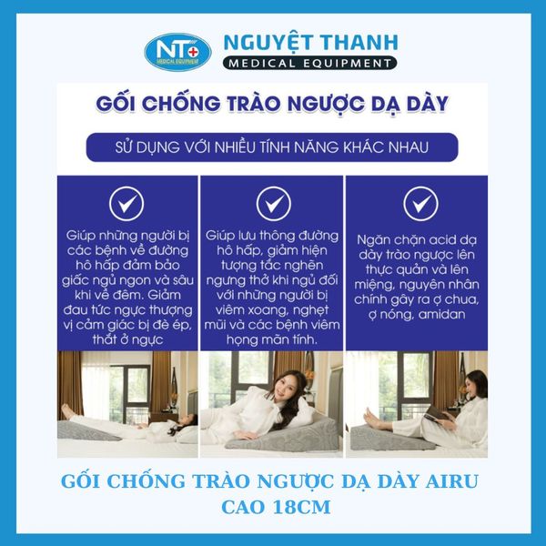 Gối Chống Trào Ngược Dạ Dày Airu Cao 18cm