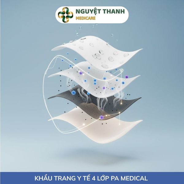 Khẩu Trang Y Tế 4 Lớp PA Medical Chính Hãng Lọc Bụi Mịn Màu Xanh, Hộp 50 Cái