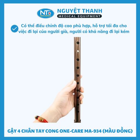 Gậy 4 Chân Tay Cong One-Care MA-934 (Màu Đồng)