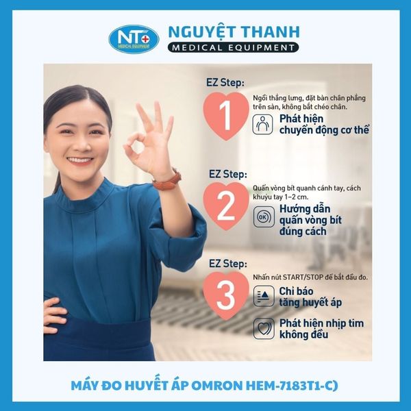 Máy đo huyết áp Omron HEM-7183T1-C kết nối Bluetooth