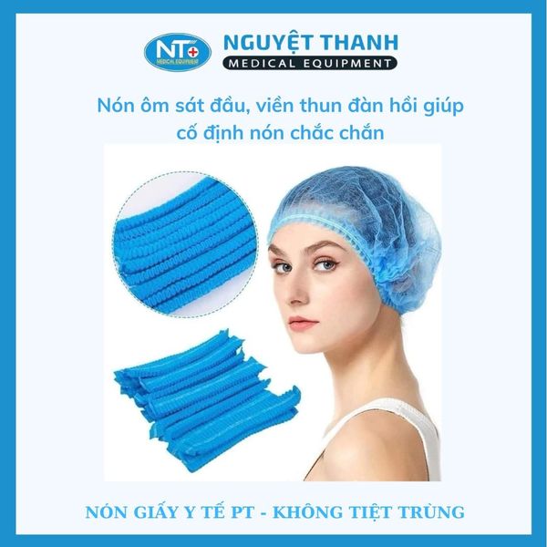 Nón y tế trùm đầu màu xanh PT (nón giấy) 100c/g
