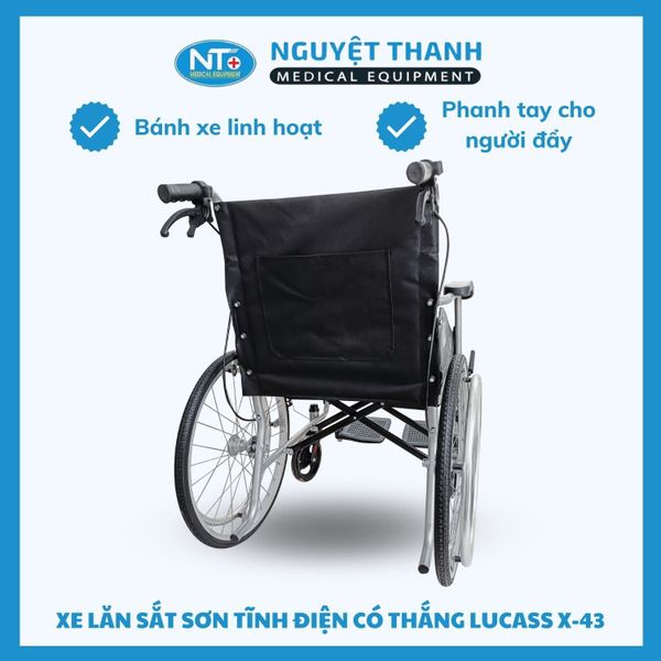Xe Lăn Sắt Sơn Có Thắng Lucass X-43