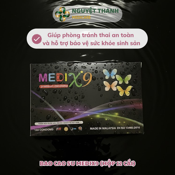 Bao Cao Su MEDIX9 1 Hộp 12 Cái Siêu Mỏng Công Nghệ Malaysia Chính Hãng