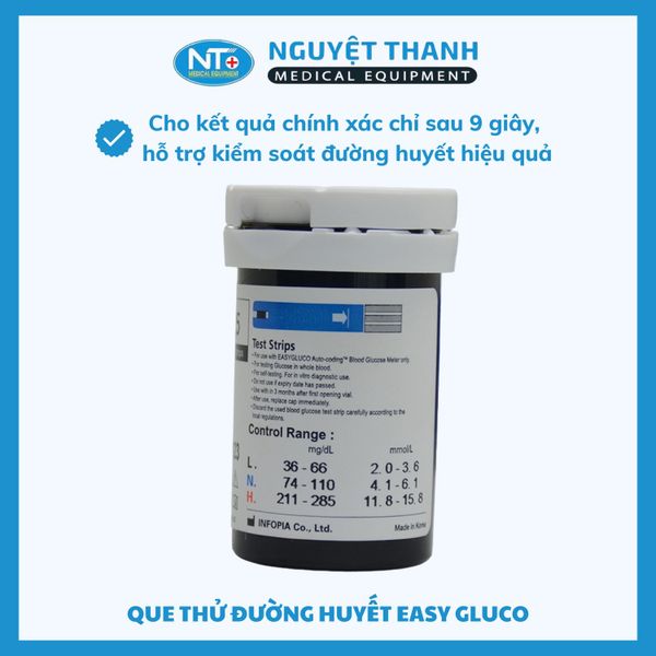 Que Thử Đường Huyết EASYGLUCO Auto-coding 9s, Chính Xác