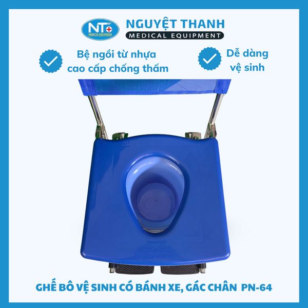 Ghế Bô Vệ Sinh Inox Có Bánh Xe PN64