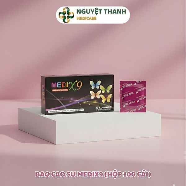 Bao Cao Su Medix9 Hộp 100 Cái Siêu Mỏng Chất Bôi Trơn Tự Nhiên