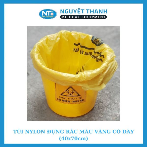 Túi Nylon đựng rác màu vàng có dây (40x70cm)