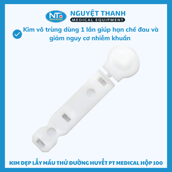 Kim Dẹp Lấy Máu Thử Đường Huyết PT Medical Chính Hãng, 30G Ít Đau